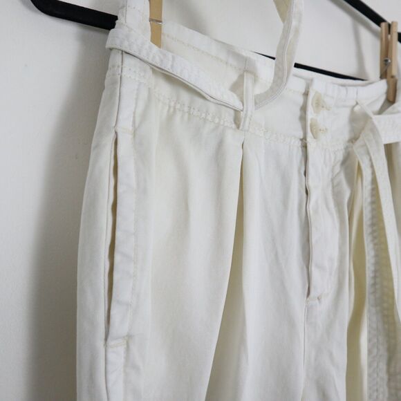 Free People Size 2 High-Waisted ‘90s Peg Pants Ivory Tie Waist Tapered Leg - Picture 5 of 12
